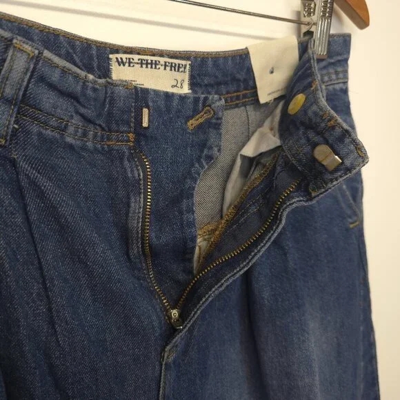 Free People We The Free Equinox Mid Rise Wide Leg Denim Trousers Size 28 - Picture 7 of 10